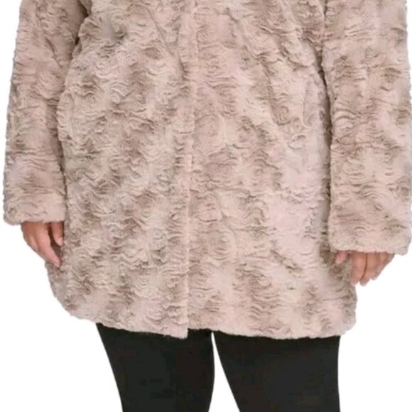Kenneth Cole New York Truffle Grooved Classic Faux Mink Truffle Fur Coat Size 3x - Picture 4 of 4